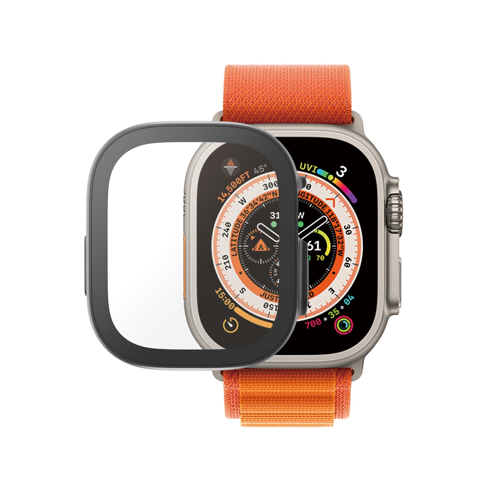 PanzerGlass® Skærmbeskyttelse med D3O® Full Body Apple Watch Ultra | 49mm | Sort